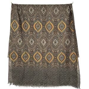 Talbots Wool Blend‎ Scarf Brown/Blue Metallic